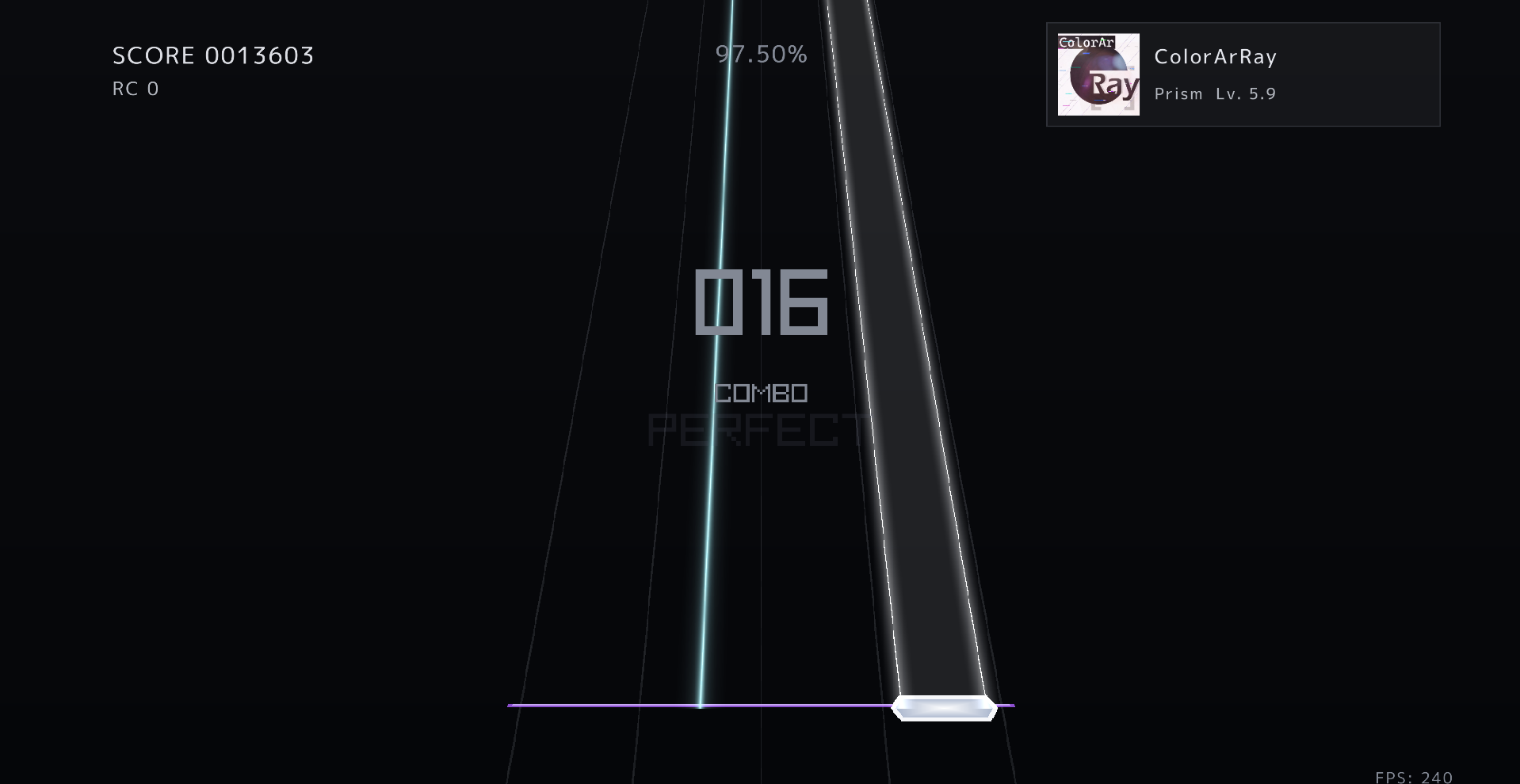 譜面をプレイしているゲーム画面